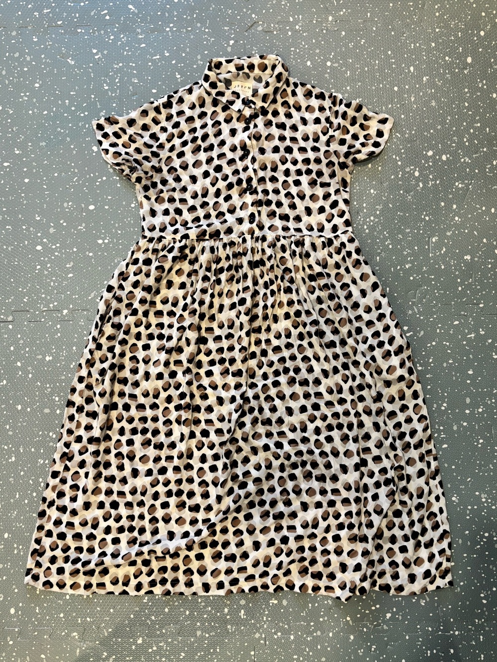 OOFON Dot Print Midi Shirt Dress